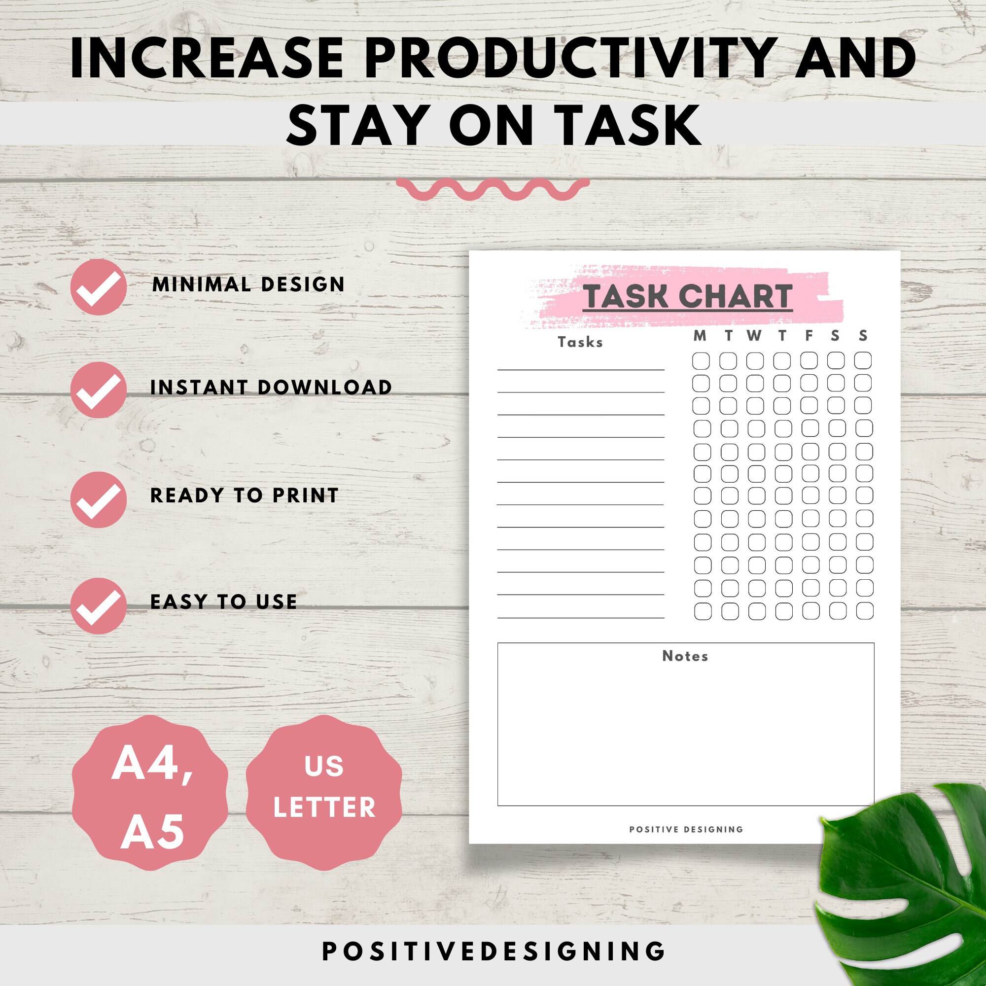 Minimalist Task List Printable, Productivity Planner (PDF) - Etsy