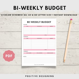 Bi-Weekly Budget Planner Printable, Budget Template PDF, Budget by Paycheck, Budget Tracker, A4/A5/Letter, Instant Download