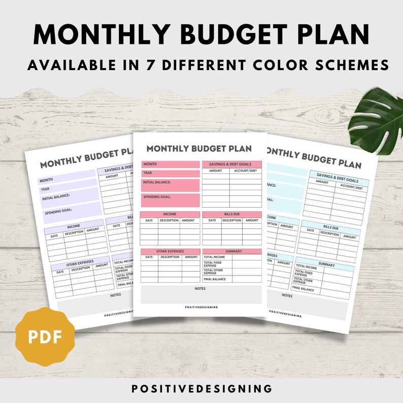 Monthly Budget Planner, Expense Tracker (PDF) - Etsy