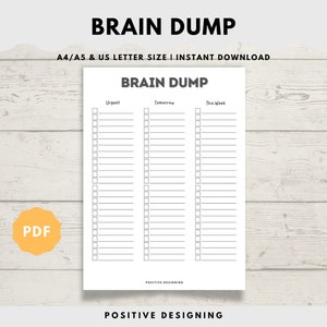 Brain Dump Journal Printable | ADHD Planner Pages | Productivity Planner | Thought Organizer | Thought Journal | To-Do List PDF A4/A5/Letter