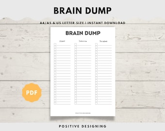 Brain Dump Journal Printable | ADHD Planner Pages | Productivity Planner | Thought Organizer | Thought Journal | To-Do List PDF A4/A5/Letter