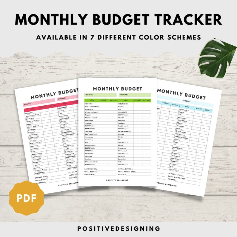 Printable Monthly Budget Template, Income & Expense Tracker (PDF) - Etsy