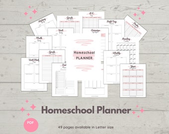 Homeschool Planner Pages, Lesson & Academic Printable (PDF)