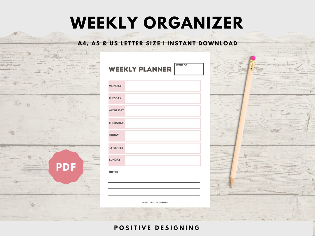 Weekly Planner Printable to Do List, Minimal Weekly Schedule, Weekly ...