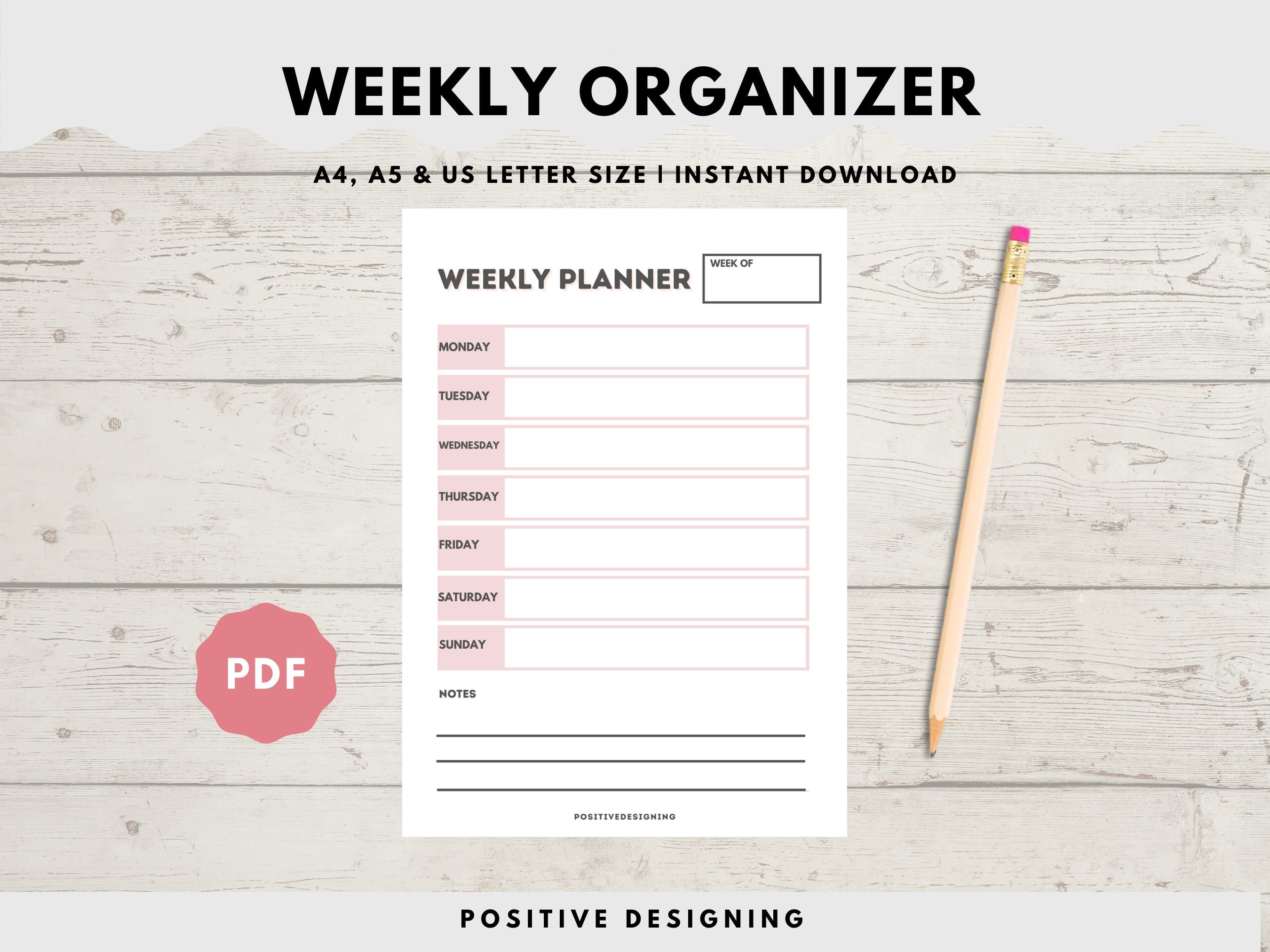 Minimal Weekly Planner Printable, A4 A5 Letter Size (digital Download ...