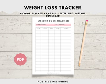 Fitnessplaner | Sofortiger Download | Gewicht verlieren | Druckbarer Gewichtstracker | Gewichtsziel | Gewichtsverlust druckbare | Abnehmtagebuch