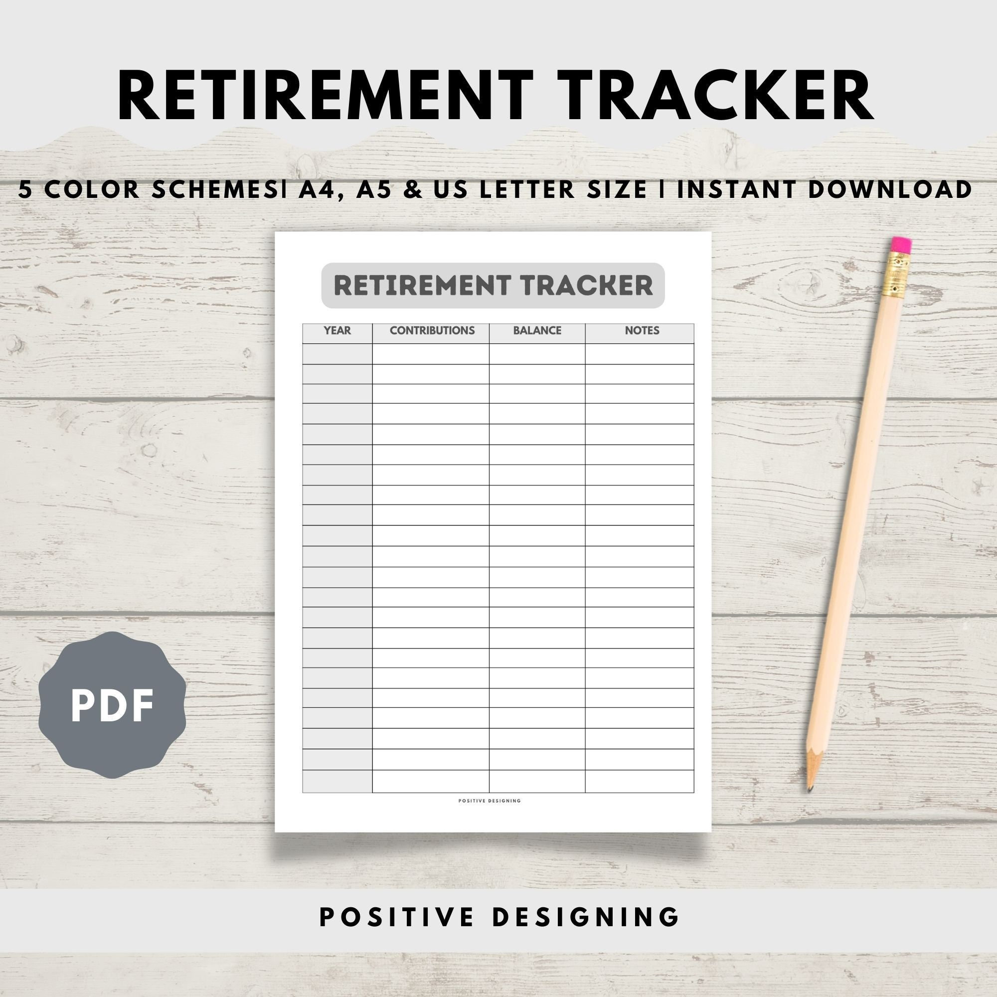 Retirement Funds Tracker Printable Savings Planner Etsy