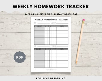 Wöchentlicher Hausaufgaben Tracker, Hausaufgaben Planer (Digitaler Download)