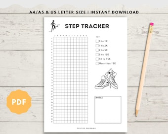 Step tracker printable - Monthly Step Tracker - Daily Step Record - Health & Fitness planner - Yearly Step tracker - Daily Step Log - PDF