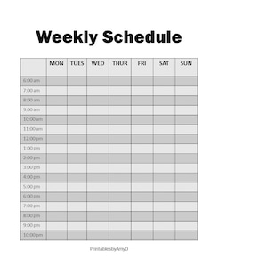 Half Hour Weekly Schedule Printable, Half Hour Daily Schedule Template ...