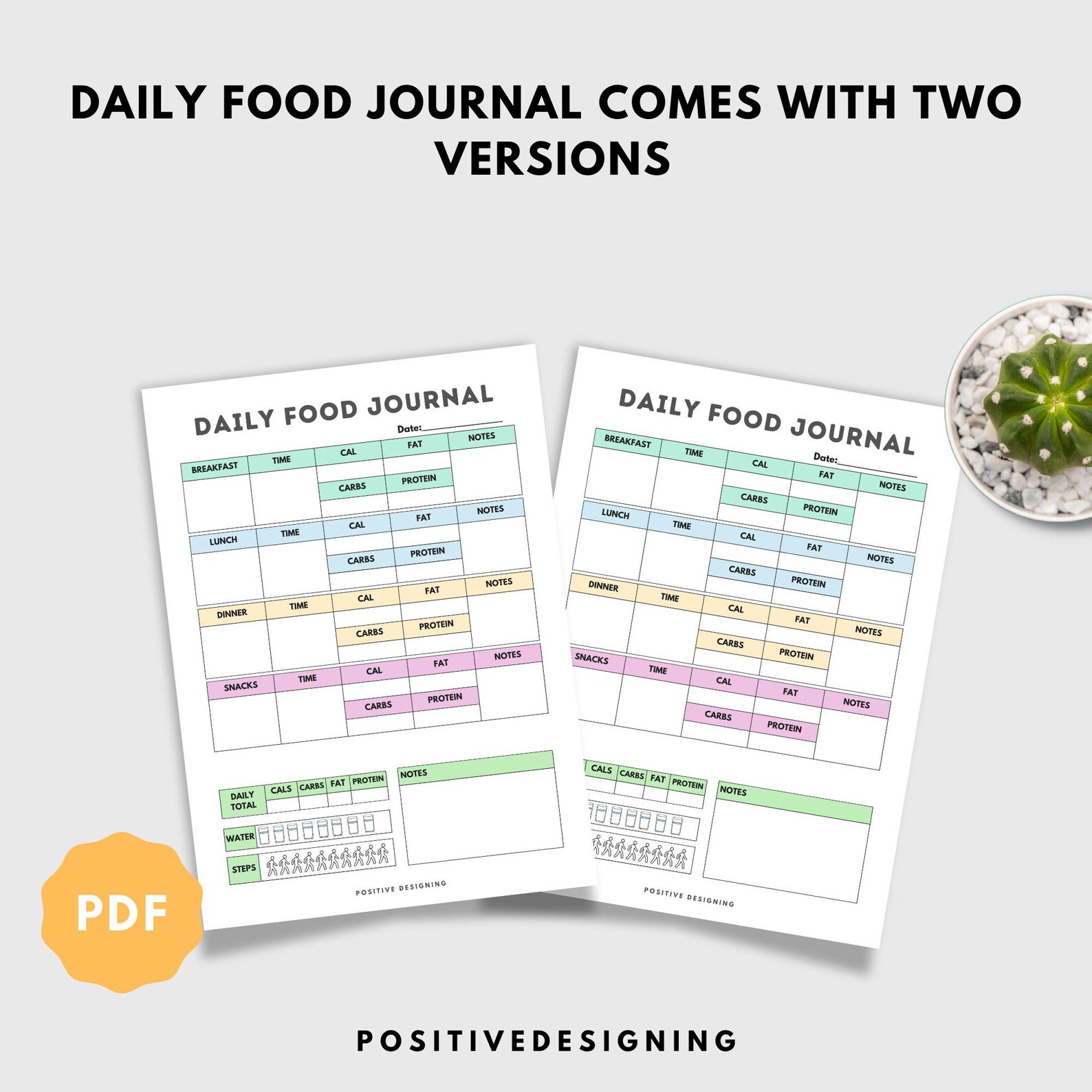 Daily Food Journal Calorie Tracker Meal Planner Nutrition Log Daily ...