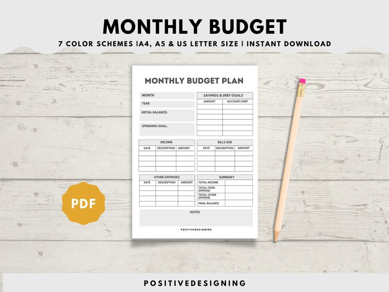 Monthly Budget Template, Budget Planner, Monthly Budget Printable