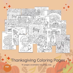 Adult Coloring Book: Autumn/Thanksgiving/Fall Coloring Pages for Adults and Kids | 15 Digital Coloring Pages (Printable, PDF Download)