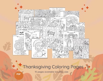 Adult Coloring Book: Autumn/Thanksgiving/Fall Coloring Pages for Adults and Kids | 15 Digital Coloring Pages (Printable, PDF Download)