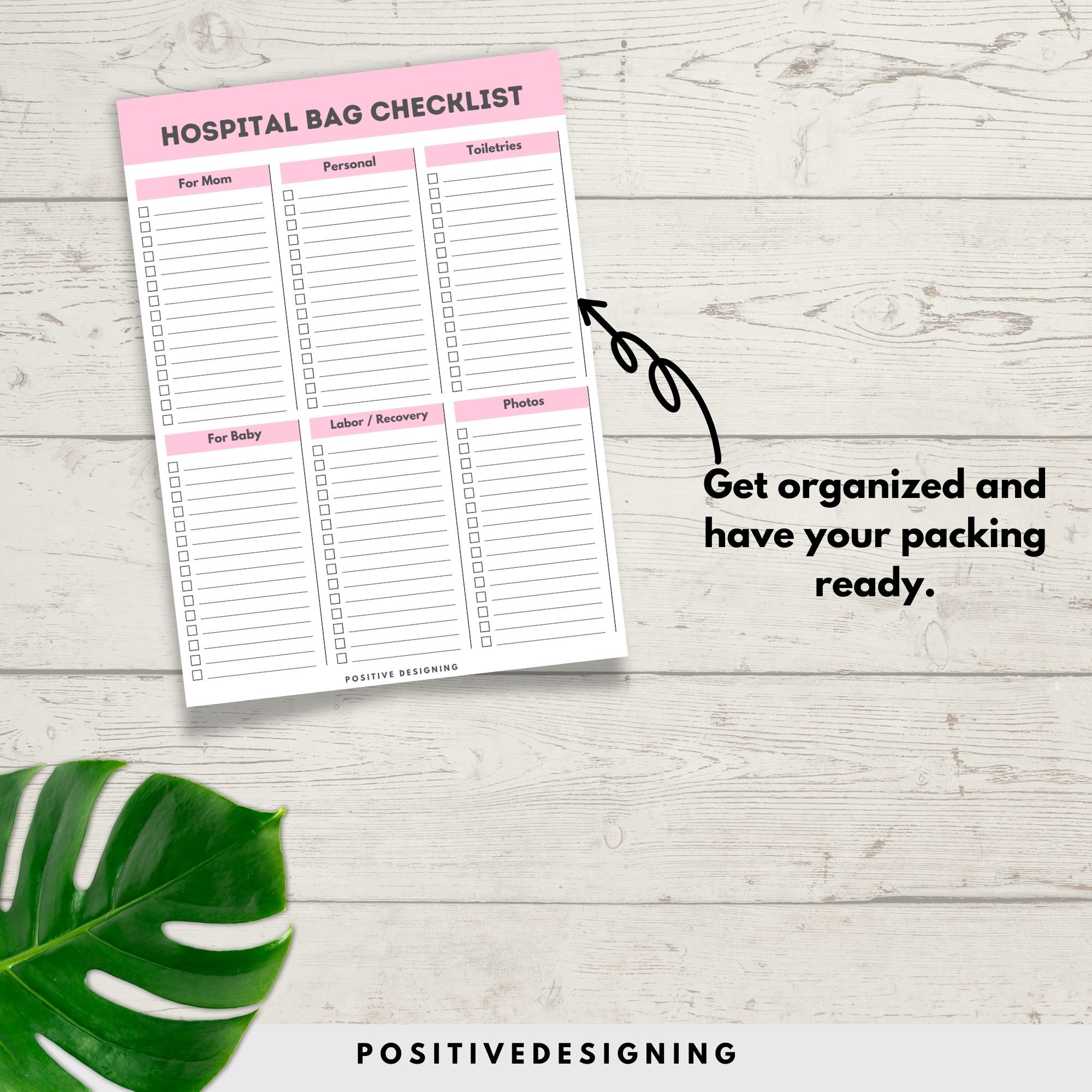 Hospital Bag Checklist Printable, Birth Bag Packing List, Pregnancy ...