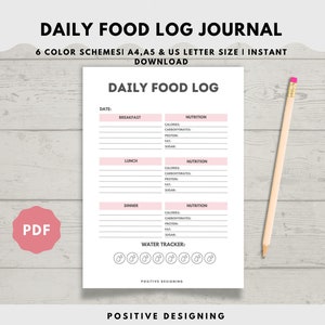 Food Journal Printable, Meal Planner, Food Tracker, Meal Tracker, Calorie Counting, Health and Wellness, Meal Plan Template, Instant PDF