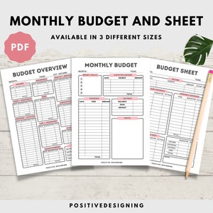Digital Budget Planner Printable Template Monthly Expense Tracker Download Simple Finance Planning Worksheet Budget Organizer Home Office