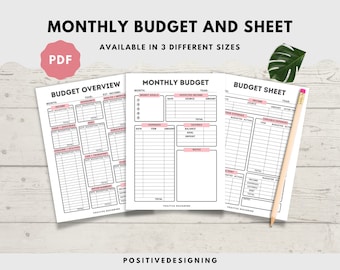 Monthly Budget Planner Printable | Financial Journal | Monthly Budget Sheet PDF | Personal Budget Worksheet | Expense & Income Tracker A5 A4