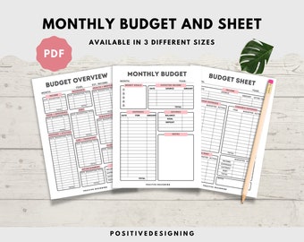 Monthly Budget Planner Printable | Financial Journal | Monthly Budget Sheet PDF | Personal Budget Worksheet | Expense & Income Tracker A5 A4