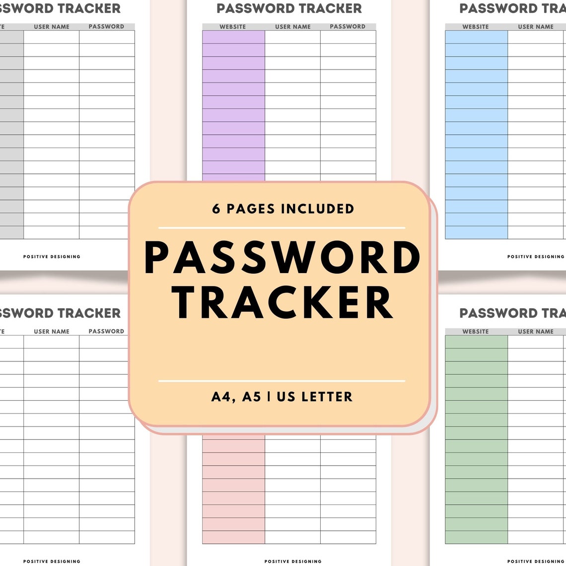 Printable Password Tracker, Password Log, Address Book Pages, Instant ...