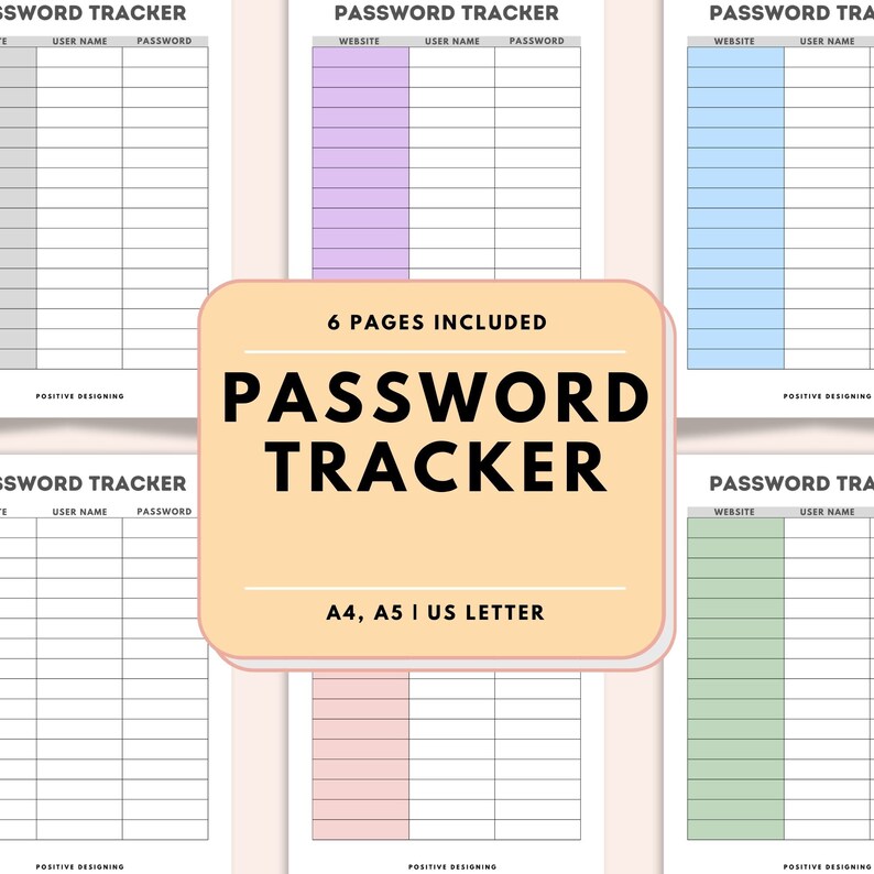 Printable Password Tracker, Address Book Pages (A4, A5, US Letter ...