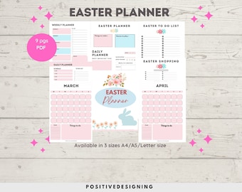 Osterplaner Printable, Frühlingskalender (PDF)