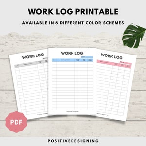 Printable Work | Time Log and Tracker | Activity Hours Log Printable ...