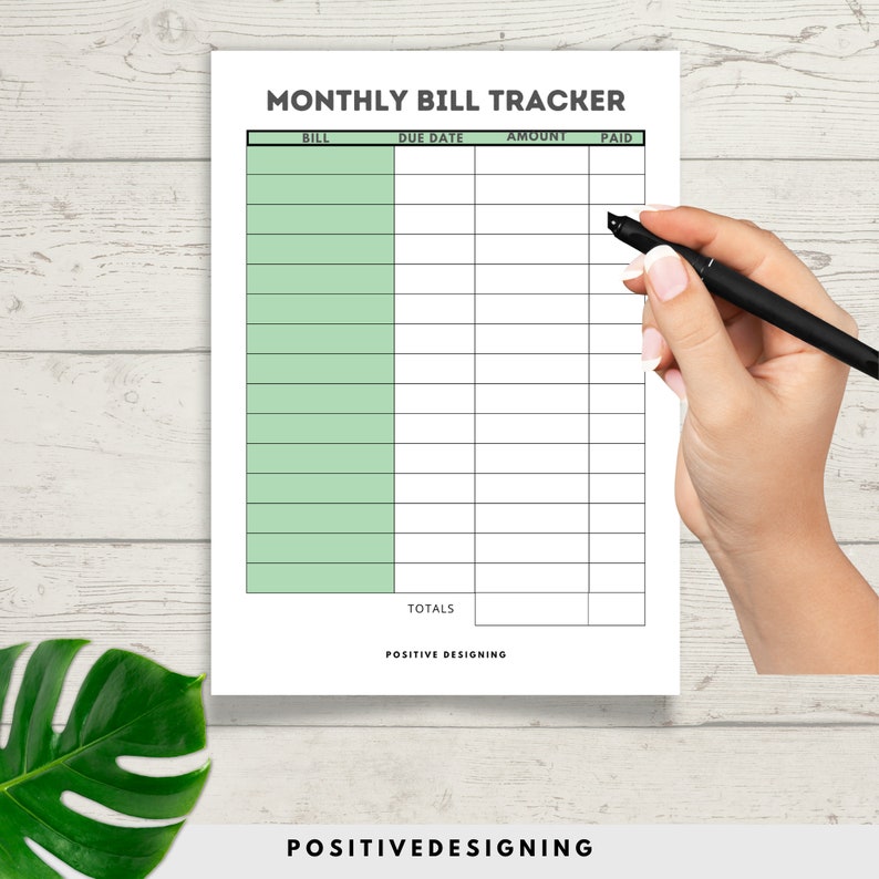 Monthly Bill Tracker Printable | Bill Payment Tracker | Bill Pay ...