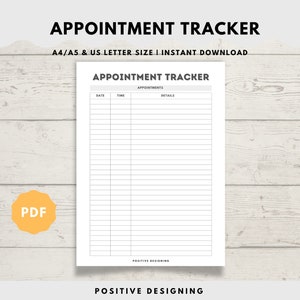 Minimalist Appointment Tracker Printable, Appointment Reminder, Meeting Tracker, A4/A5/Letter/Half Size, Instant Download PDF