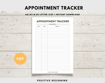 Minimalist Appointment Tracker Printable, Appointment Reminder, Meeting Tracker, A4/A5/Letter/Half Size, Instant Download PDF