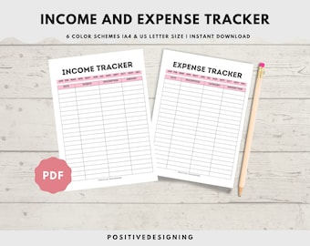 Inkomsten- en uitgaventracker | Inkomenstracker | Onkostenregistratie | Inkomenssjabloon | Onkostenlogboek | Onkostendagboek Direct downloaden PDF Actief