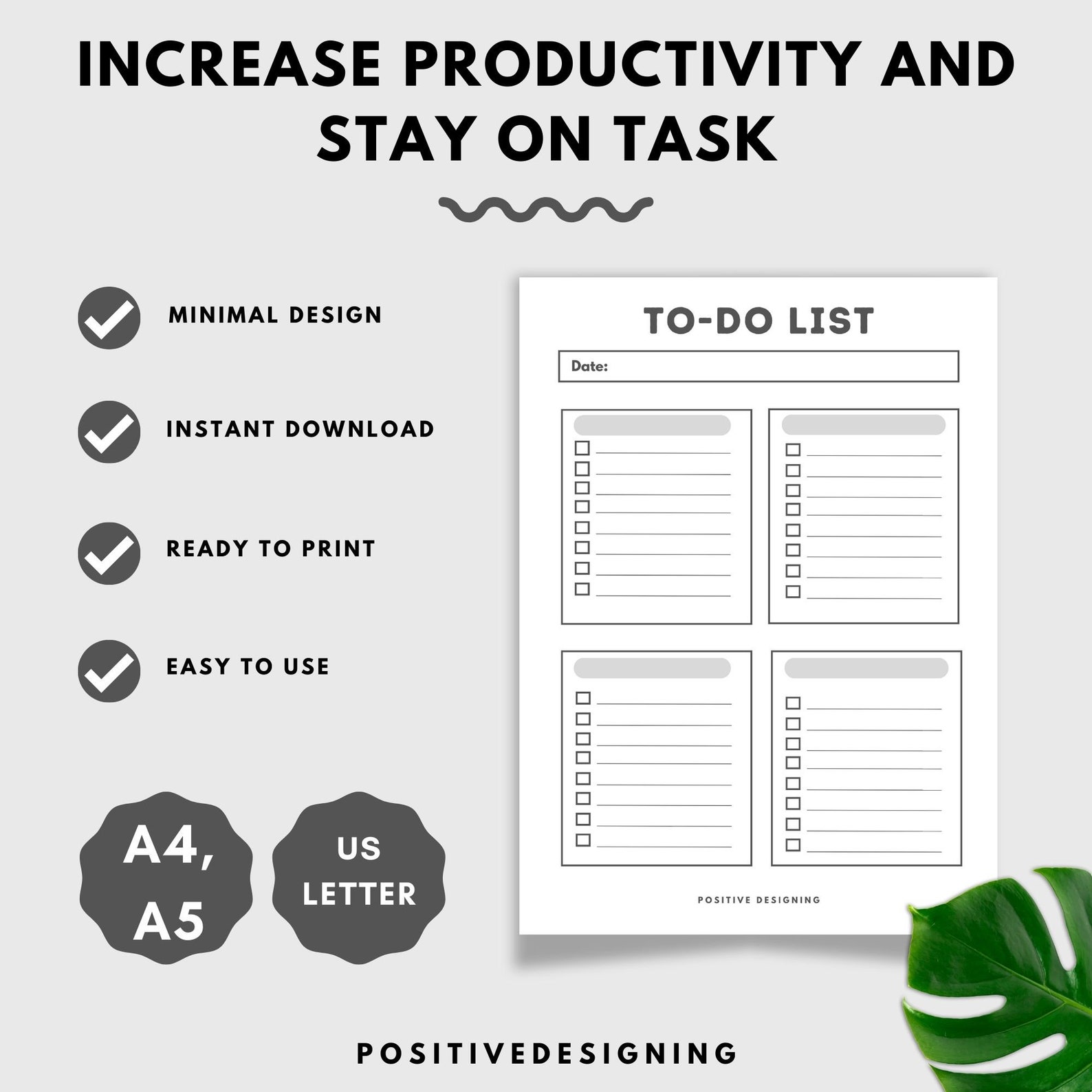 Minimal to Do List Printable, Simple Tasks List Template, Productivity ...