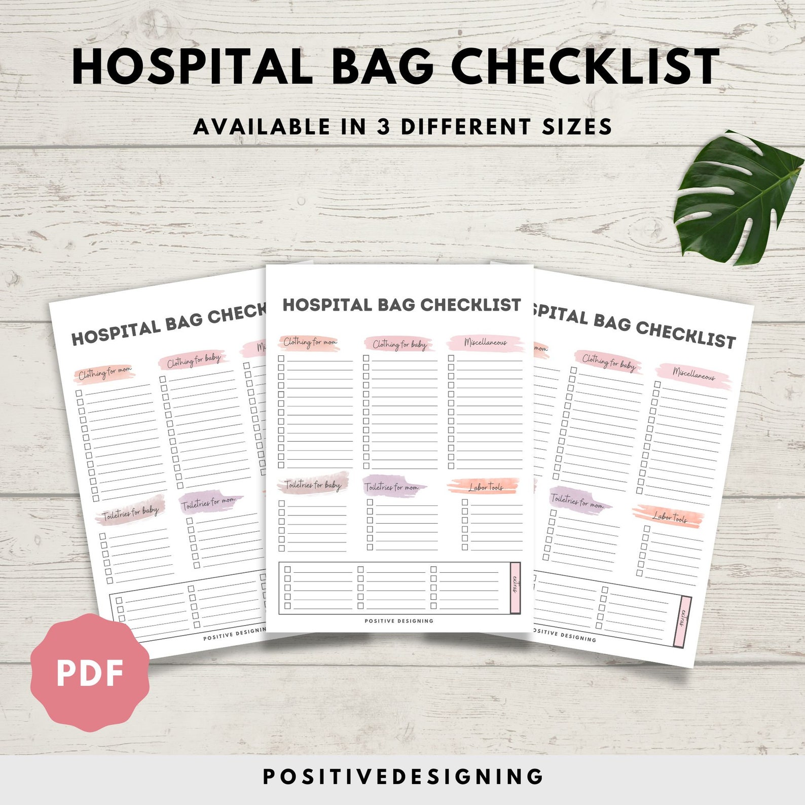 Hospital Bag Checklist Printable, Birth Bag Packing List, Pregnancy ...