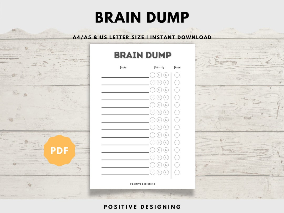 Brain Dump Journal Printable | ADHD Planner Pages | Productivity ...
