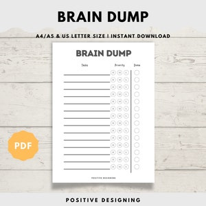 Brain Dump Journal Printable | ADHD Planner Pages | Productivity Planner | Thought Organizer | Thought Journal | To-Do List PDF A4/A5/Letter