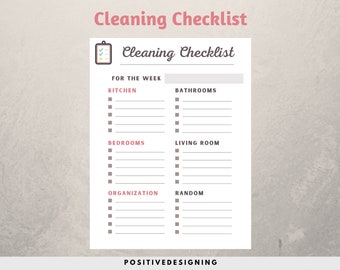 Cleaning Planner, Cleaning Checklist, Cleaning Schedule, Weekly House Chores, Adhd Clean Home, Monthly, Household Planner Printable, PDF