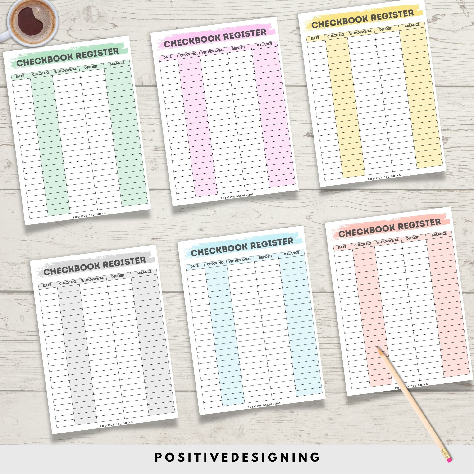 Printable Checkbook Register, Check Book Balance Log, Account Ledger ...
