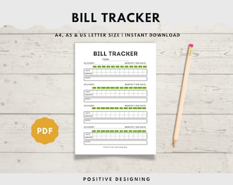 Monthly Bill Tracker Printable | Budget Planner (Digital Download)