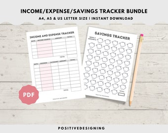 Inkomsten- en uitgaventracker | Inkomenstracker | Onkostenregistratie | Inkomenssjabloon | Onkostenlogboek | Onkostendagboek | Spaartracker | Pdf