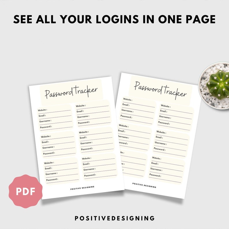 Printable Password Tracker, Password Log, Address Book Pages, Instant ...