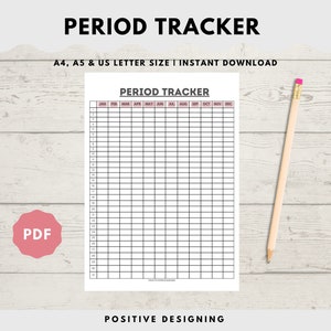 Period Tracker Printable Planner | Menstrual Tracker | Menstrual Log, Period Tracking Instant Download A4, A5, LETTER, PDF