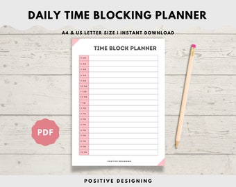 Time Blocking Weekly Planner Printable, Daily Schedule (PDF)