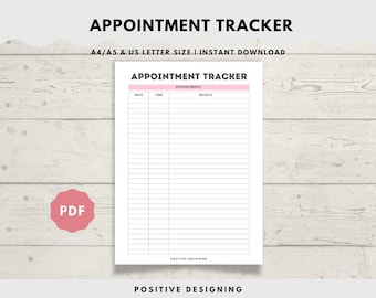Minimalist Appointment Tracker Printable, Appointment Reminder, Meeting Tracker, A4/A5/Letter/Half Size, Instant Download PDF