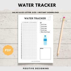 Water tracker printable - Hydration tracker - Daily water tracker - Water Intake Tracker - Water Log Printable - Water Journal - Instant PDF