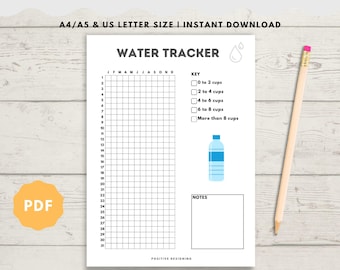 Water tracker printable - Hydration tracker - Daily water tracker - Water Intake Tracker - Water Log Printable - Water Journal - Instant PDF