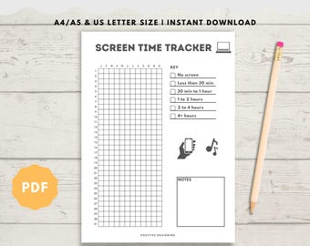 Screen Time Tracker Printable - Yearly Screen Time Tracker - Monthly Screen Time Tracker - Screen Time Log - Daily Schedule for Screen Time