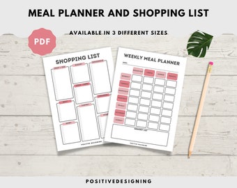 Printable Weekly Meal Planner with Grocery List (Digital Download)