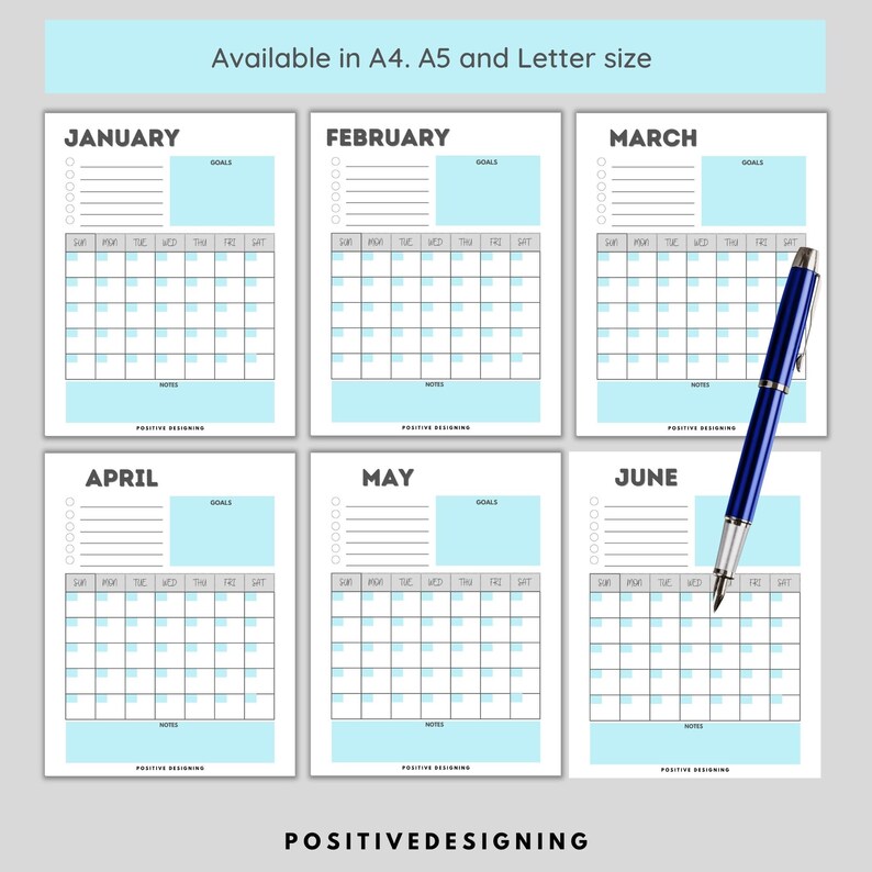 Blank Monthly Calendar Printable, Minimalist Calendar Template PDF ...
