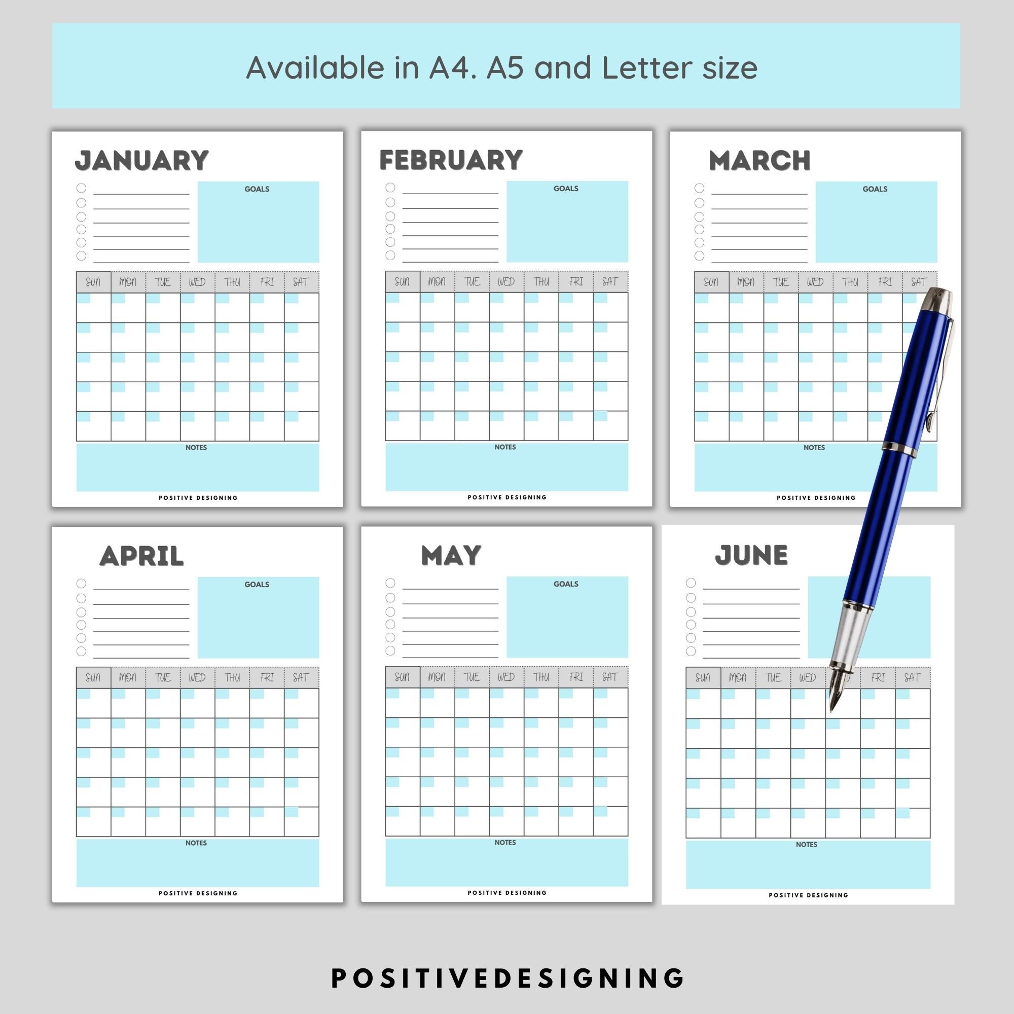 Blank Monthly Calendar Printable, Minimalist Calendar Template PDF ...