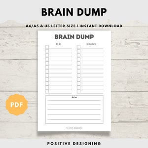 Brain Dump Printable, Priorities Organizer, To Do List Template, Get It Done Plan, Mind Declutter, A4/A5/Letter/Half, Instant Download PDF